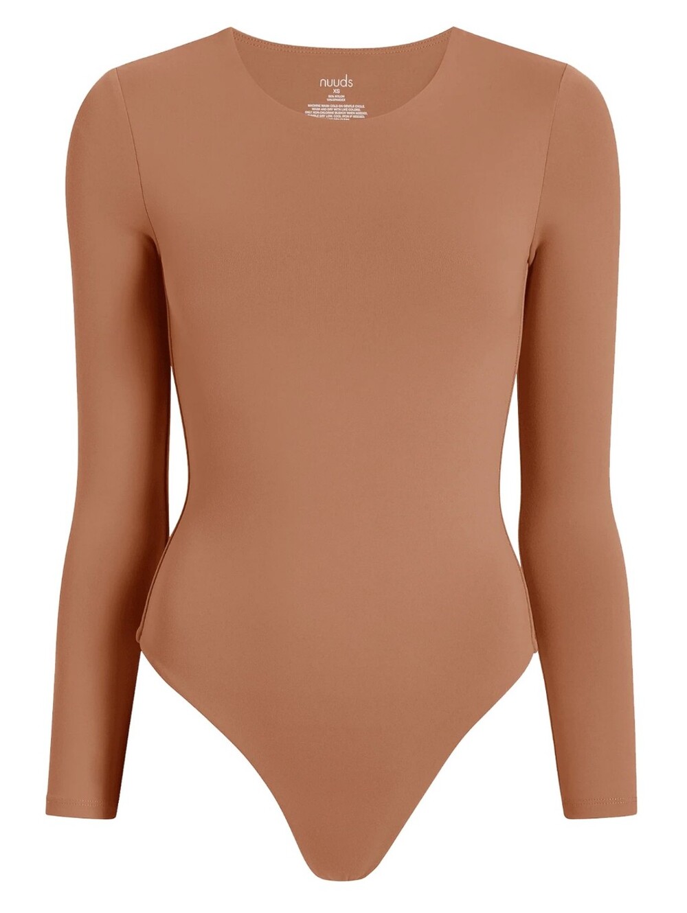 Nuuds Long Sleeve Crewneck Smoothing Base Layer Thong Bodysuit, Large, EUC